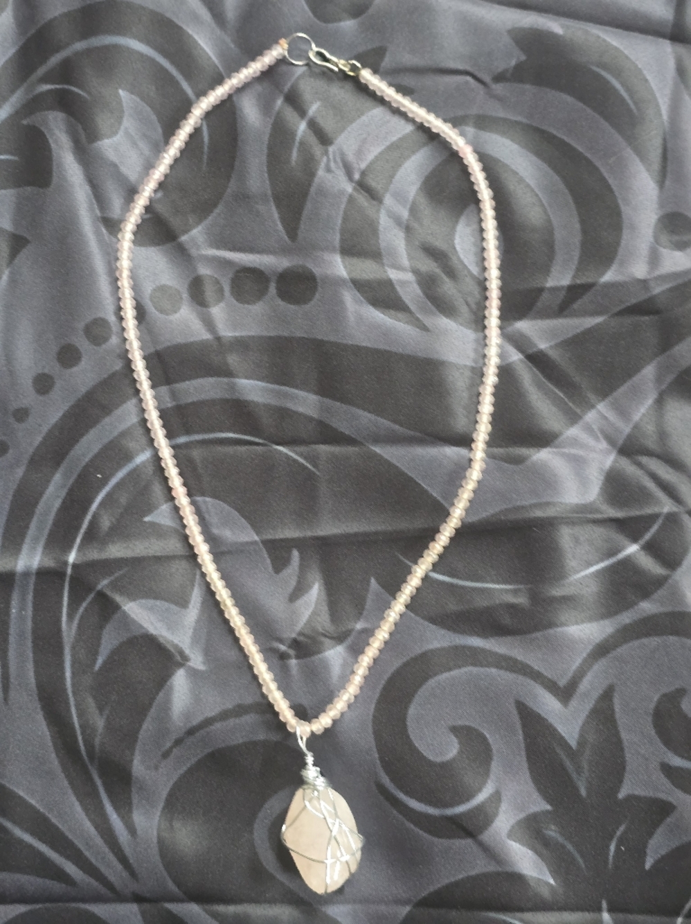Delicate Light Pink Rose Quartz Pendant And Bead Necklace - Handmade Necklace
